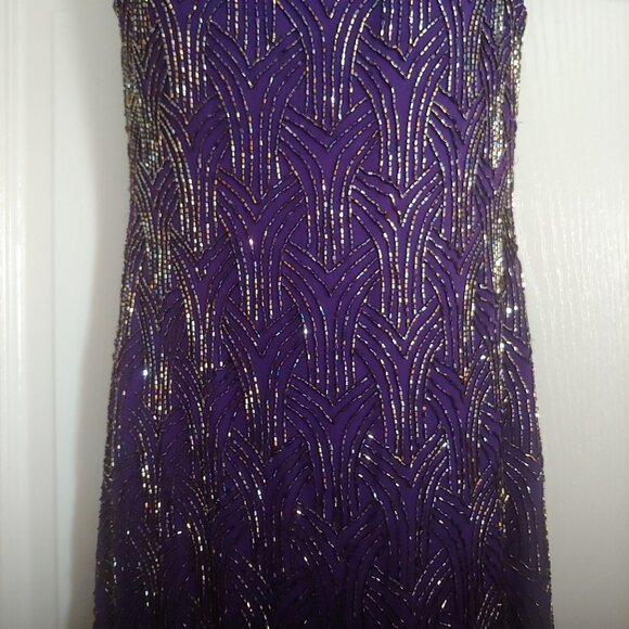 Alice & Olivia 100% Silk Beaded Front/Back Mesh Detail Sparkly Fancy Mini Dress - Picture 3 of 16